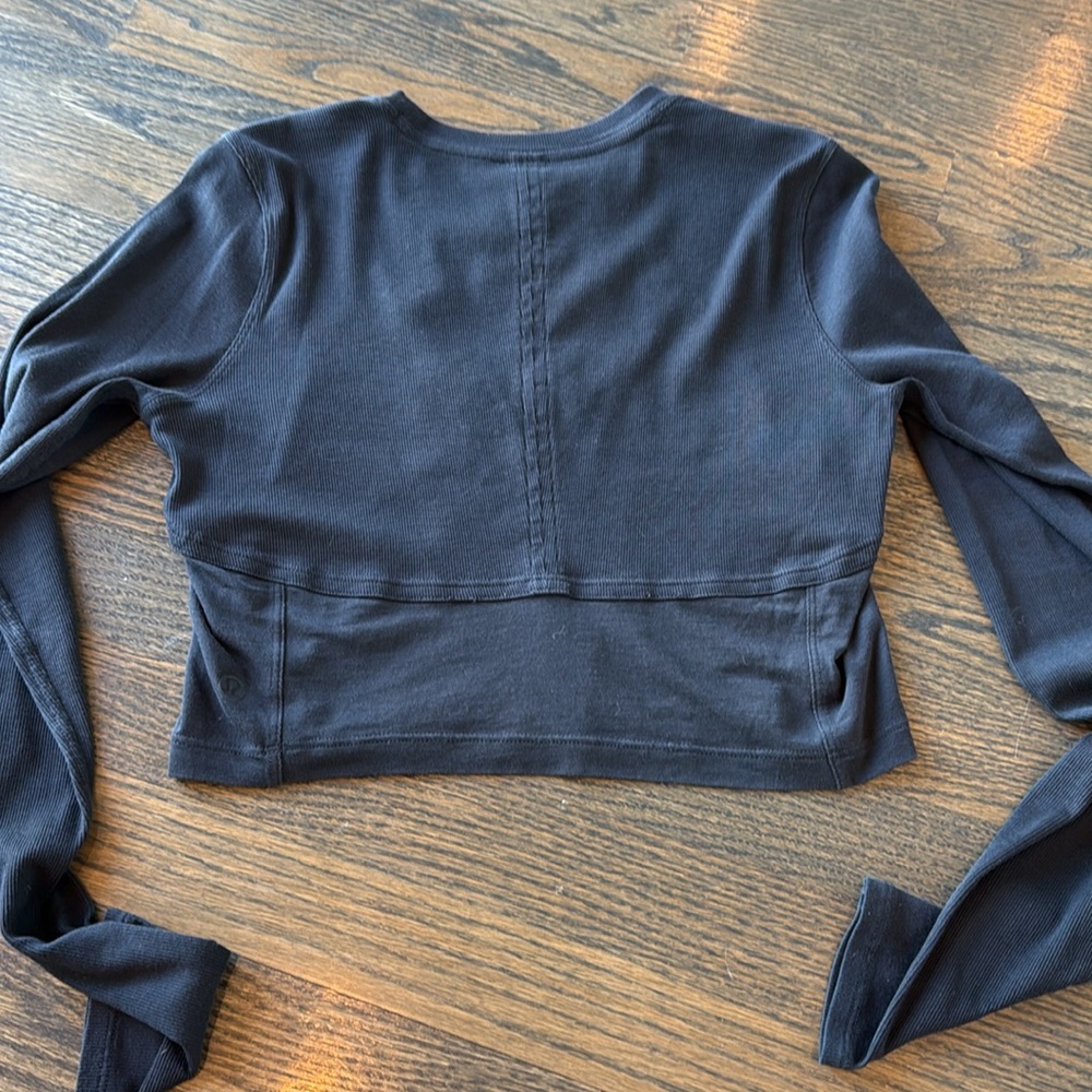 Lululemon Black LA Better Best Long Sleeve Crop Cropped Keyhole Cut Out Size 10 - Picture 13 of 16
